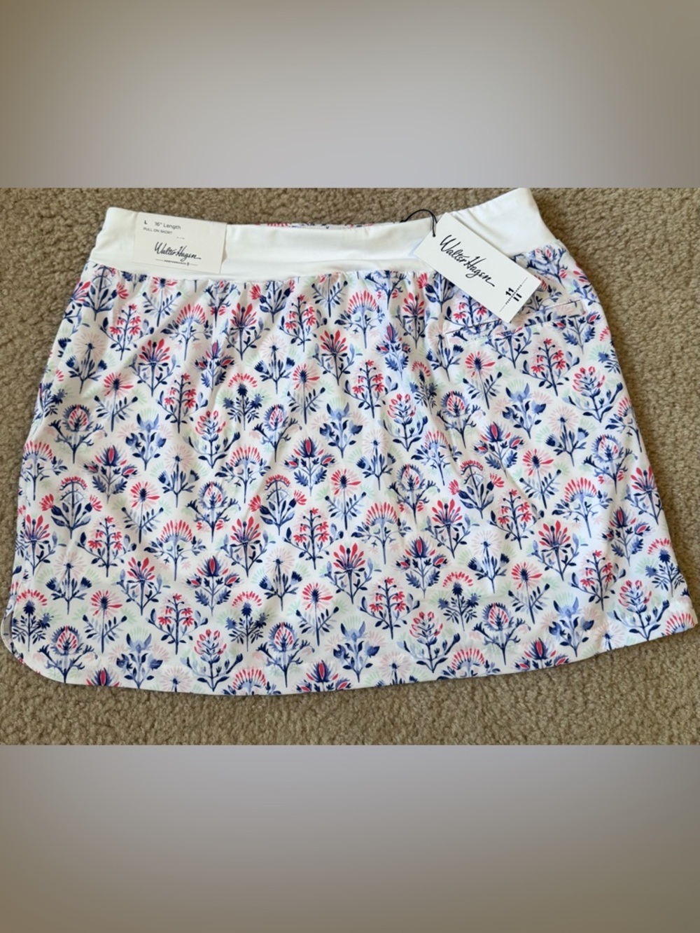 Walter Hagen White Mini Skort wNavy & Pink Floral Motif Tennis/Golf - Picture 1 of 8